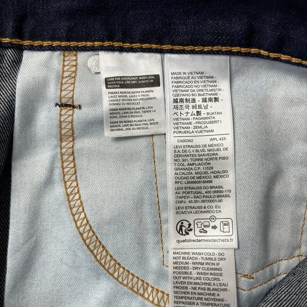 Levis 513 Jeans Mens 36x30 Blue Slim Straight Jeans Dark Wash Denim Preppy